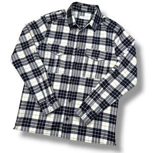 IH NOM UH NIT Paris Wool Blend Shirt Flannel Jacket Gold/White Plaid Italy Made